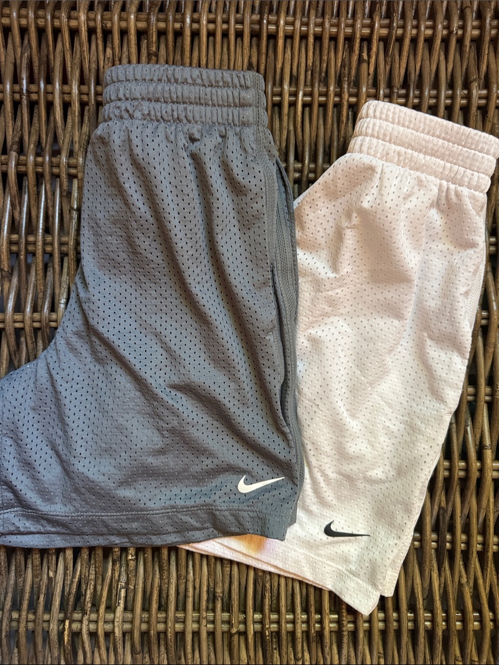 Nike Kids Mesh Athletic Shorts - Gray & White 2 Pack size Medium